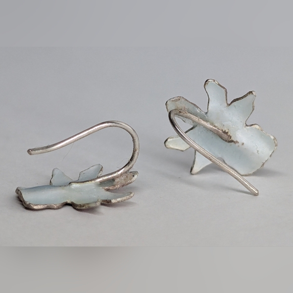 Sterling Silver Pink Orchid Flower Earrings - Picture 2 of 2